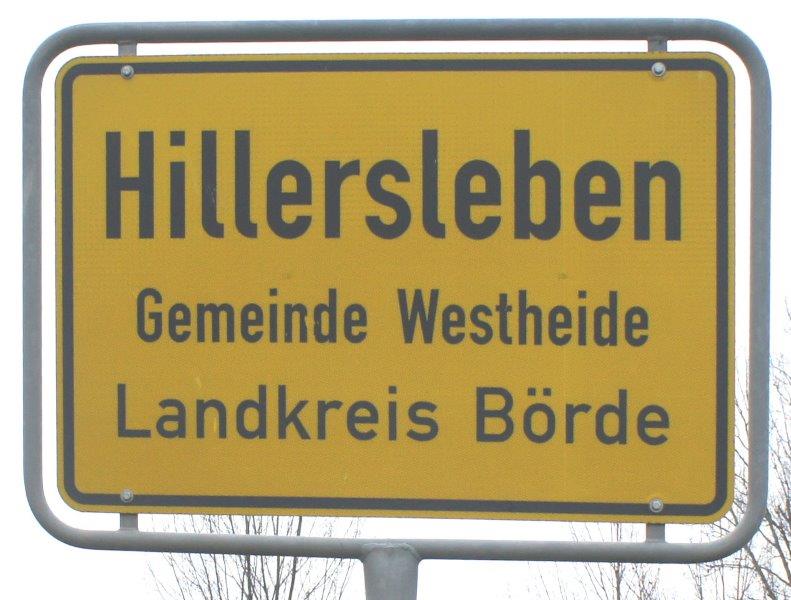 Ortseingangsschild Hillersleben